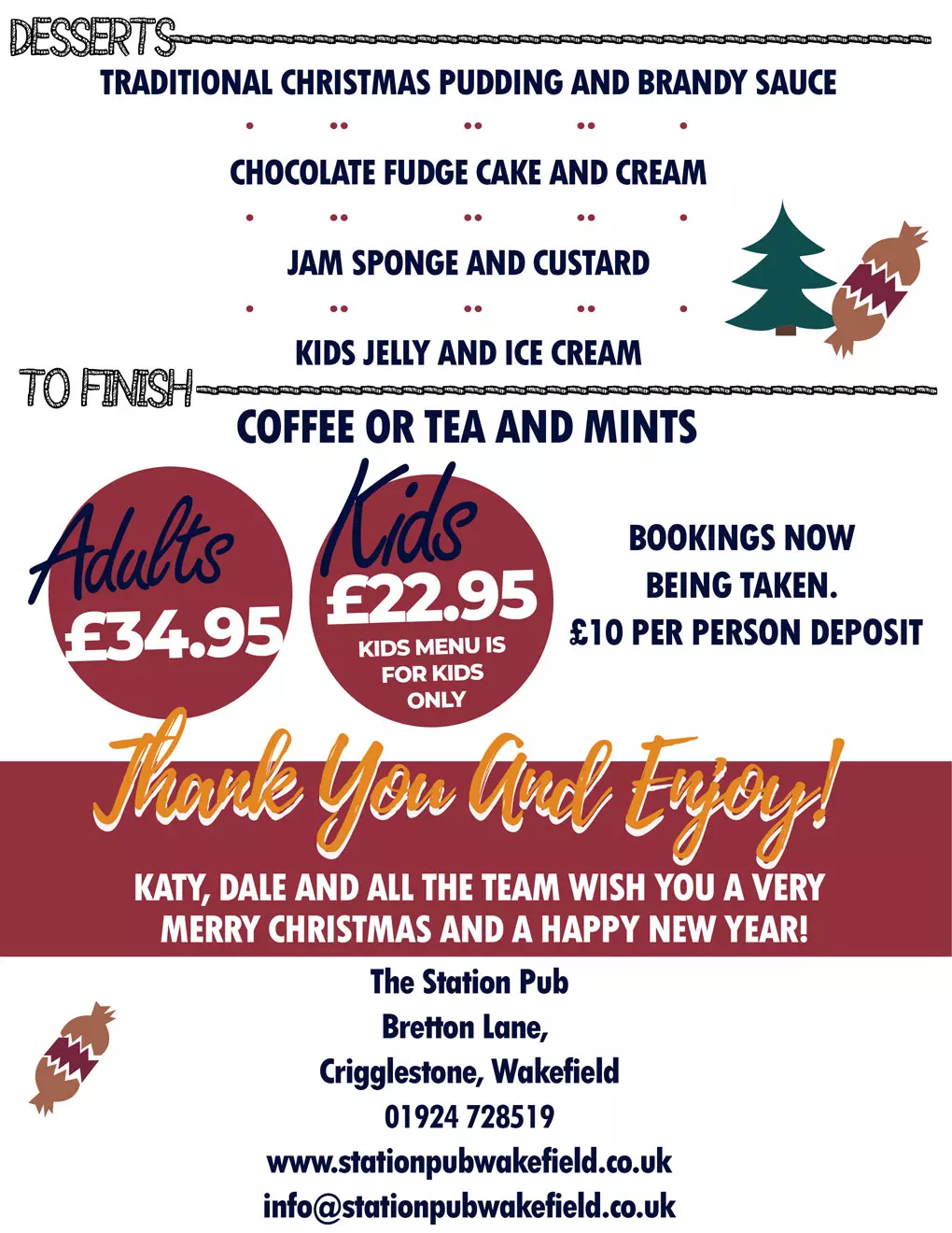 The Station Pub December Christmas Fayre Menu The Station Pub December Christmas Fayre Menu